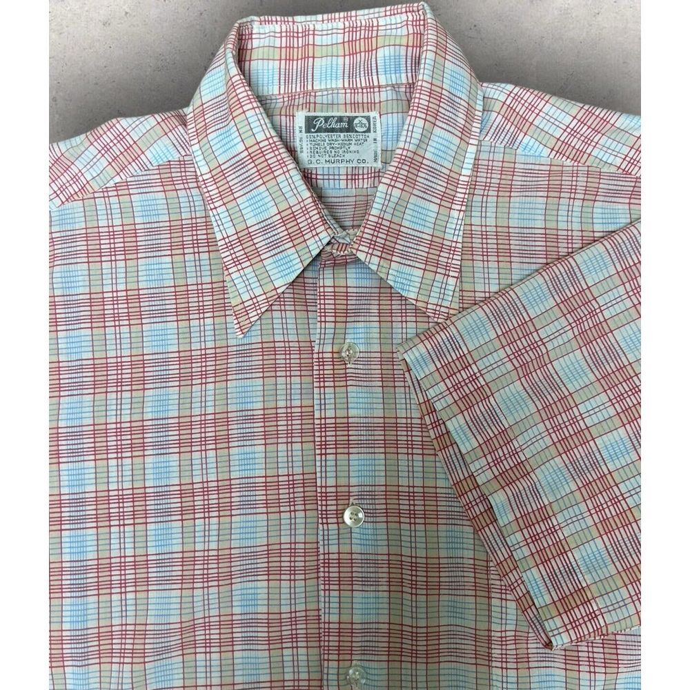 Pelham Shirt Mens XL Red‎ Blue Plaid Short Sleeve Western Rodeo
